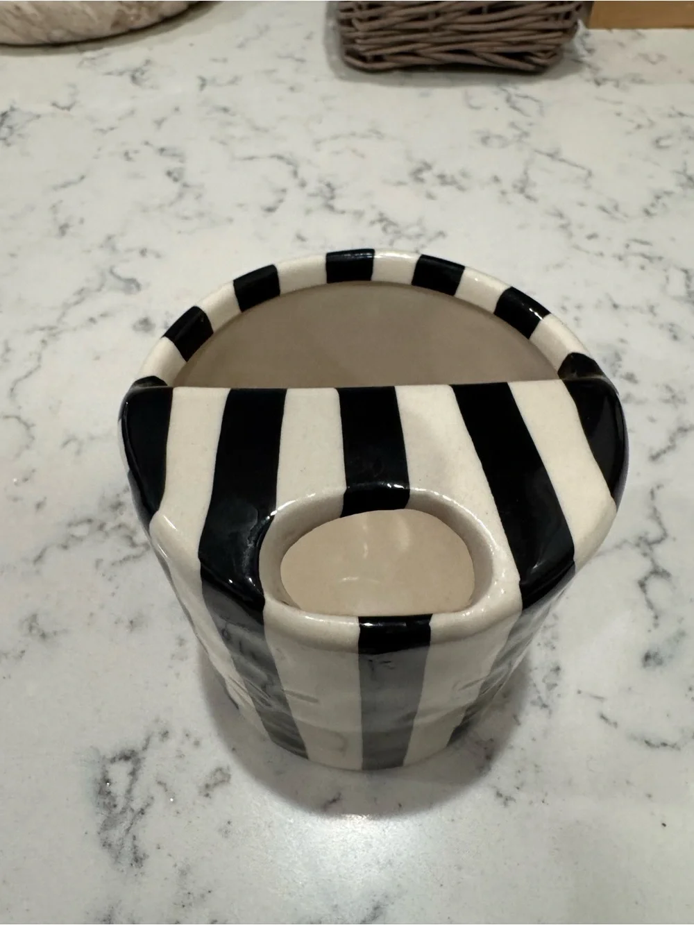 Coffee Time Black and White Striped Ceramic cup